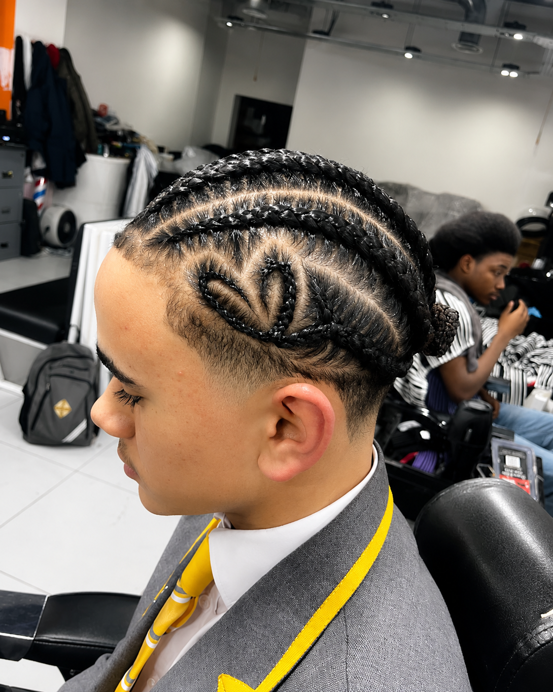 Stitch cornrows from above